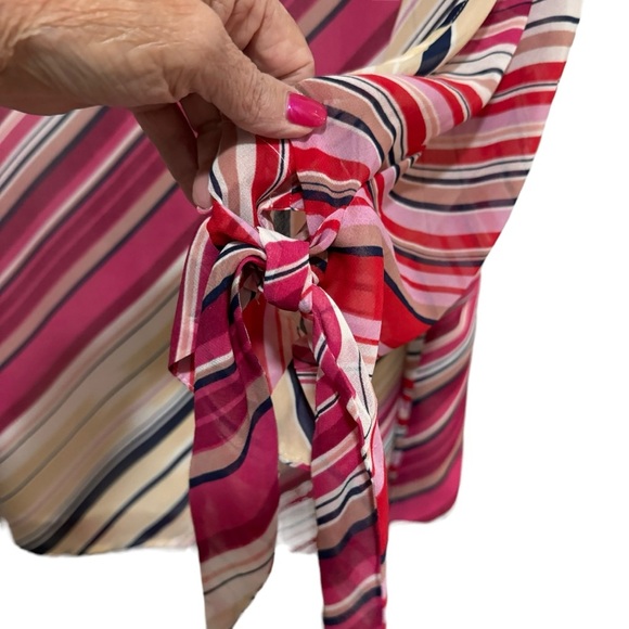 Pale Sky - Striped, Blouse, button down Back, open sleeves, with tie, Size XL - Picture 7 of 9